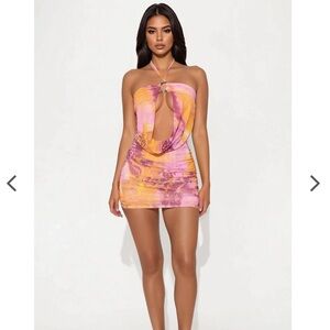 NWTS Good Sensation Mesh Halter Mini Dress